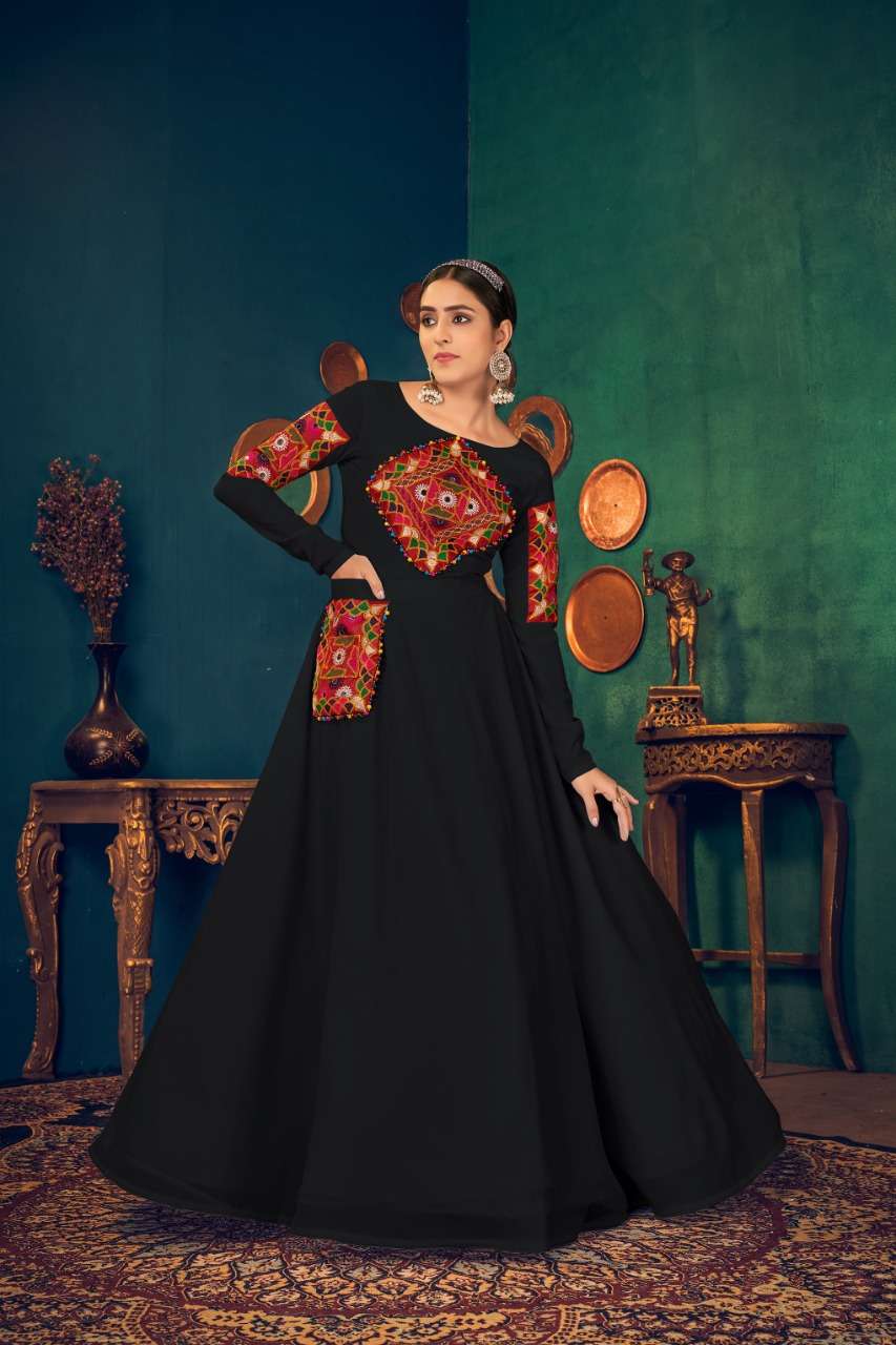 S3forever-Flory Vol-17-Georgette-Embroidery-Real-Mirror-Pearl-Work-Long-Gown-Kurti-Waist-Belt-Pocket-07